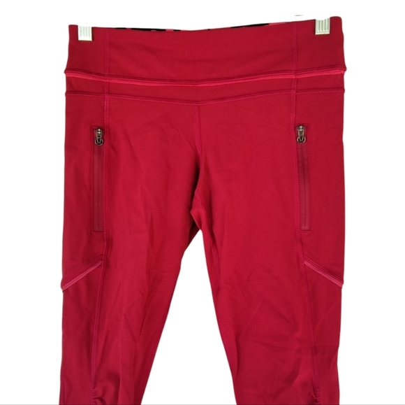 Lululemon Passion Crop II in Deepest Cranberry Luxtreme Pockets Size 4 - Picture 5 of 12